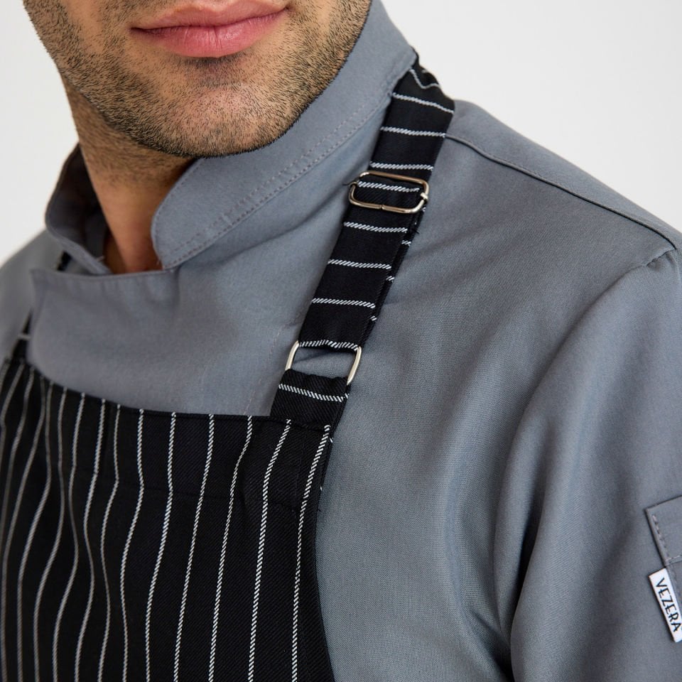 Gri Hakim Yaka Kısa kol Aşçı Ceketi