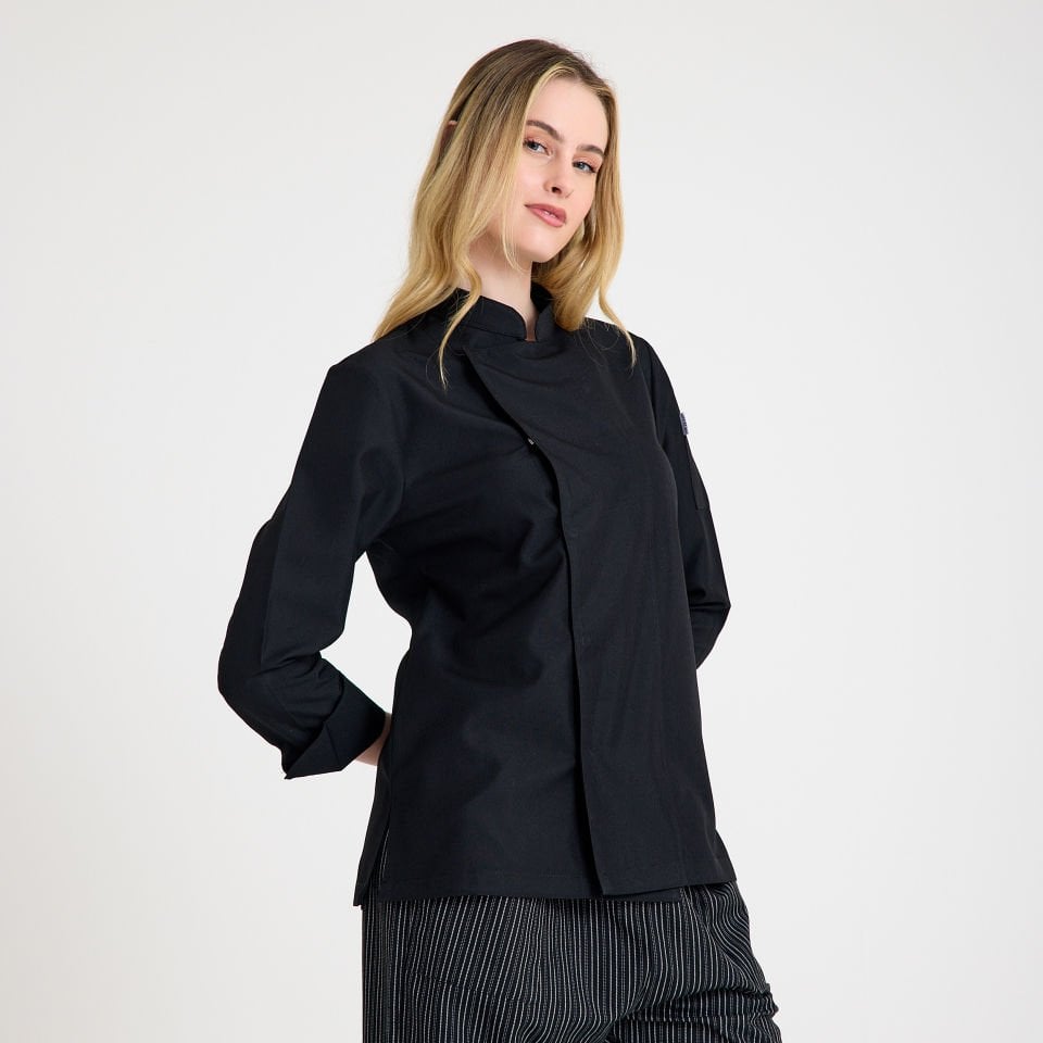 Siyah Kadın Şef Aşçı Ceketi