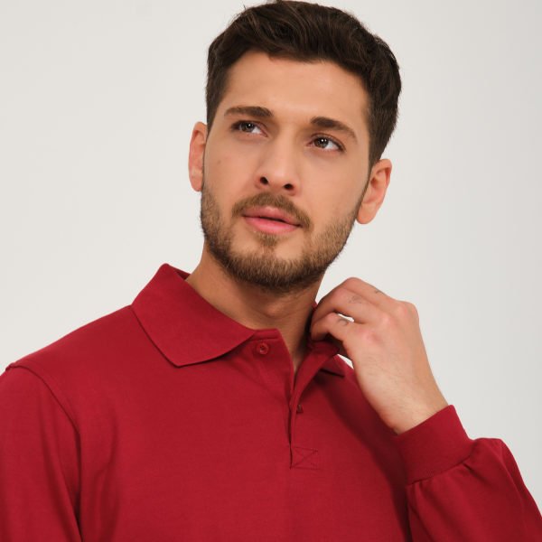 Bordo İki İplik Sweatshirt - Polo Yaka