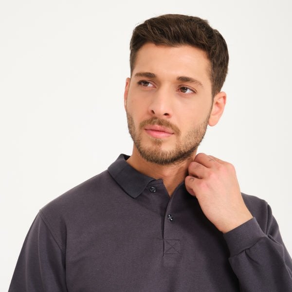 Füme İki İplik Sweatshirt - Polo Yaka