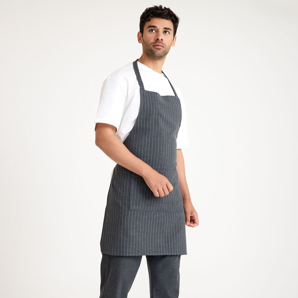 Çizgili Askılı Cepli Önlük - Antrasit