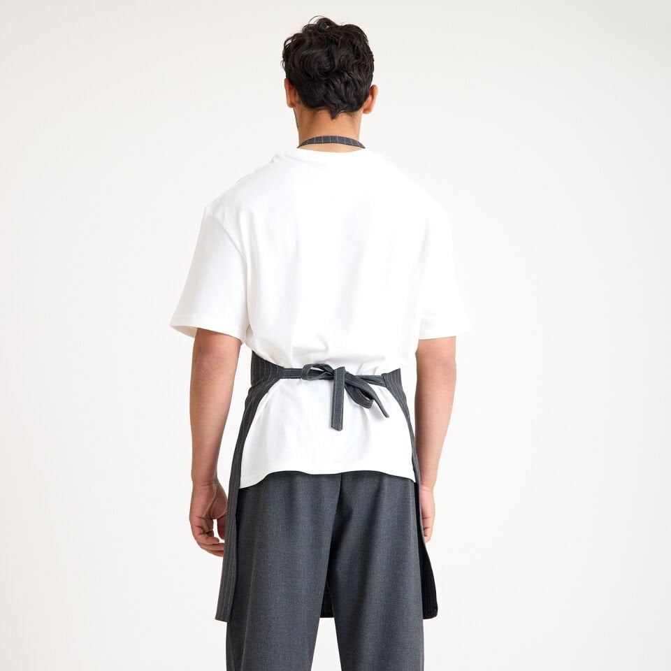 Çizgili Askılı Cepli Önlük - Antrasit