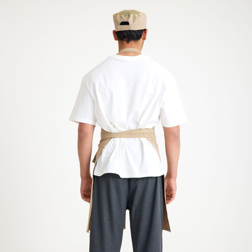 Askılı Önlük Cepli Yırtmaçlı - Bej