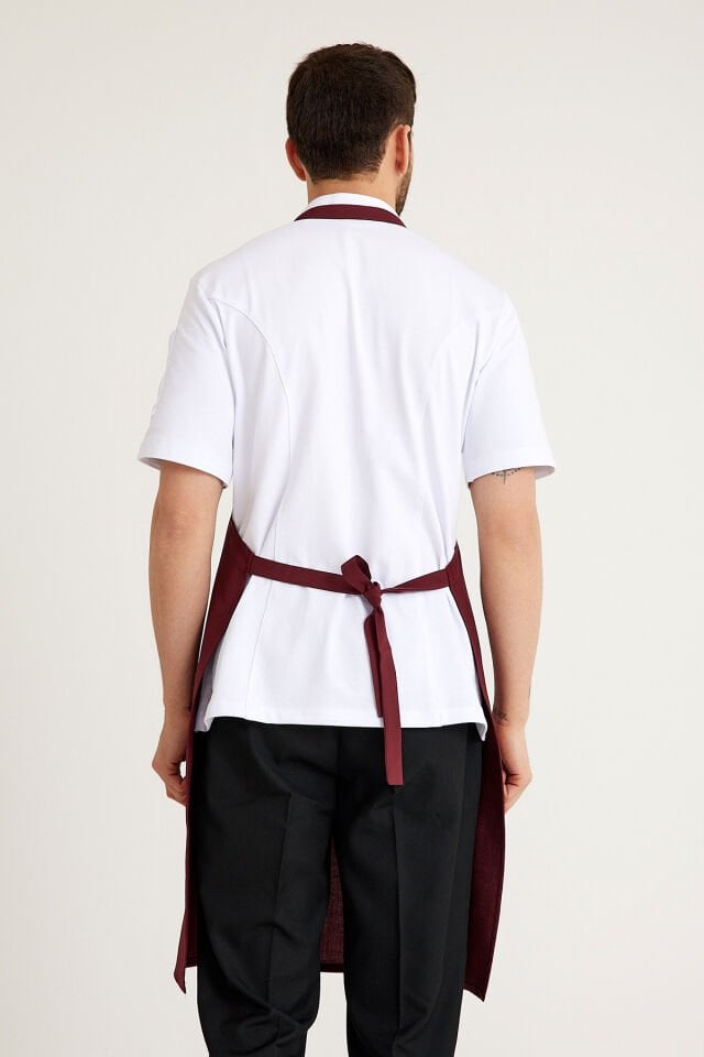Gabardin Tokalı Askılı Önlük - Bordo