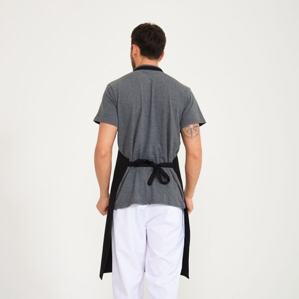 Gabardin Siyah Tek Cepli Askılı Önlük