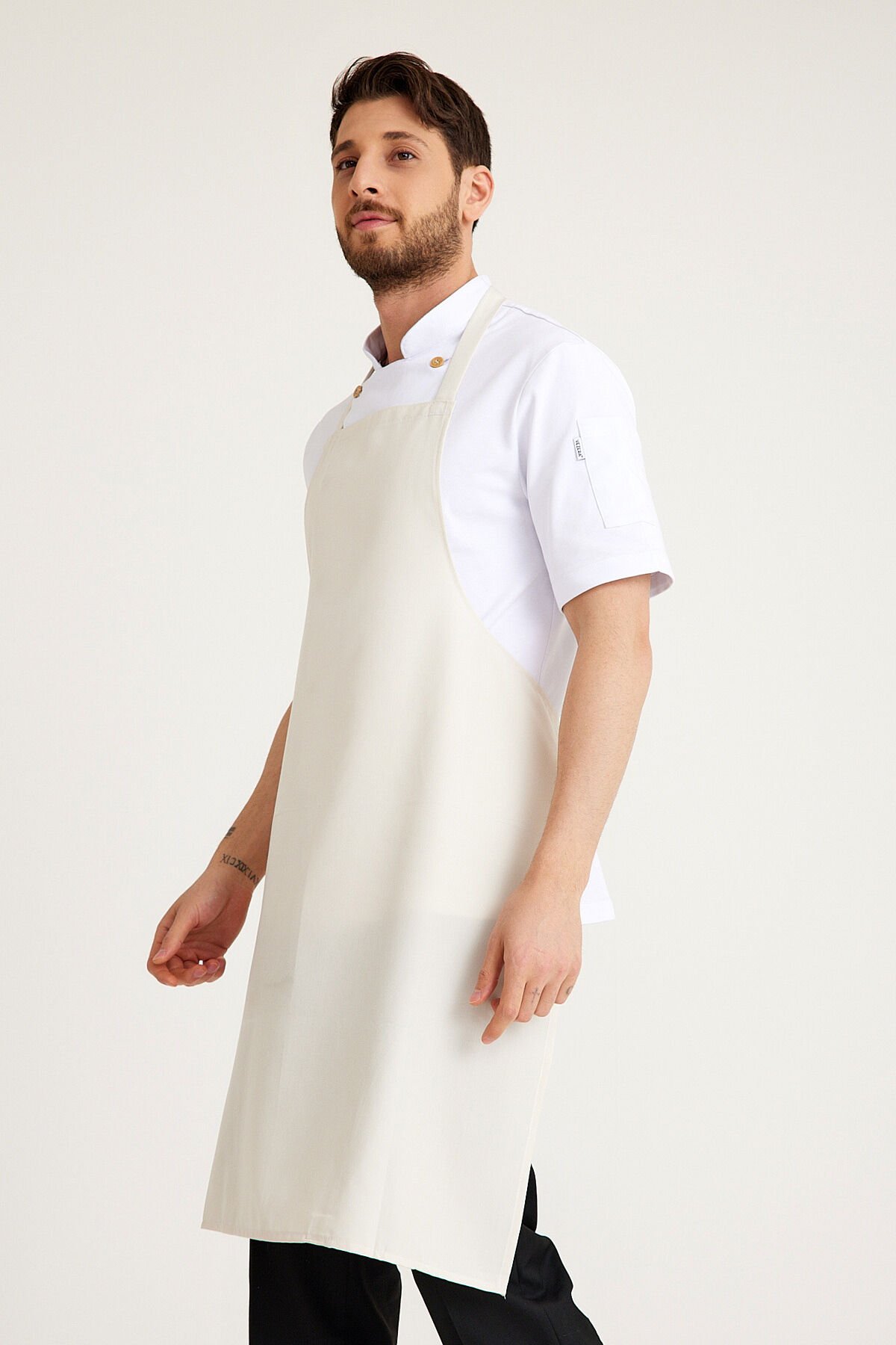 Ekru Geniş Kuşak Askılı Önlük