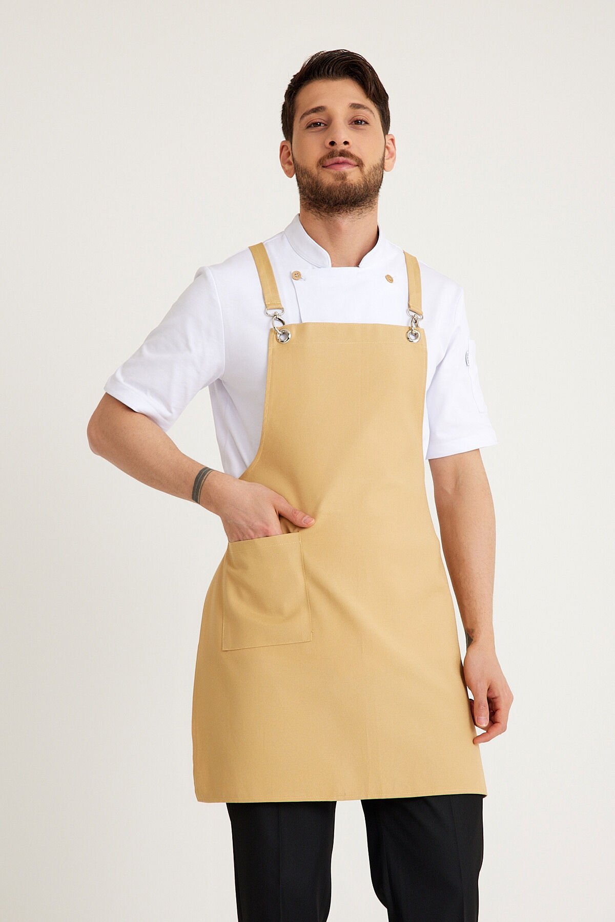 Çapraz Askılı Önlük - Bej