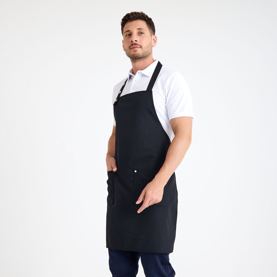 Gabardin Askılı Önlük - Siyah