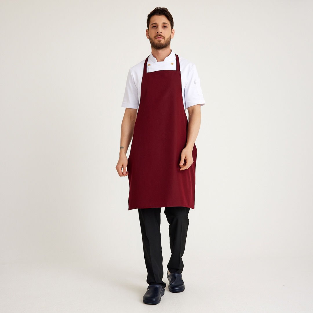 Bordo Geniş Kuşak Askılı Önlük