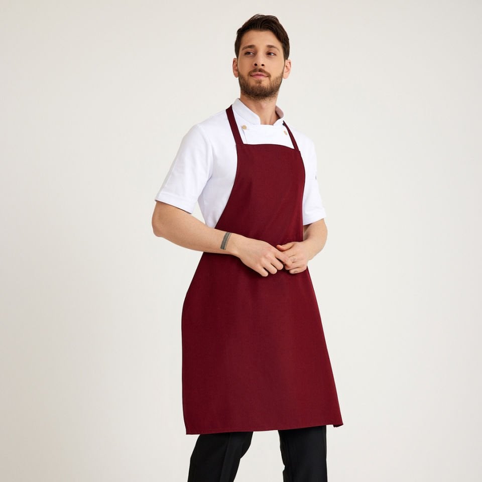 Bordo Geniş Kuşak Askılı Önlük