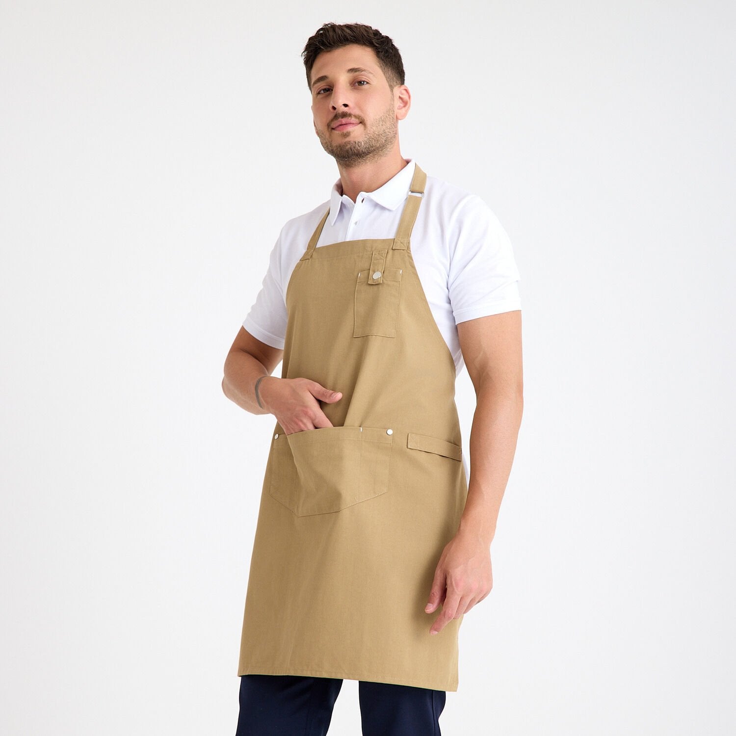 Gabardin Önlük Zarf - Krem