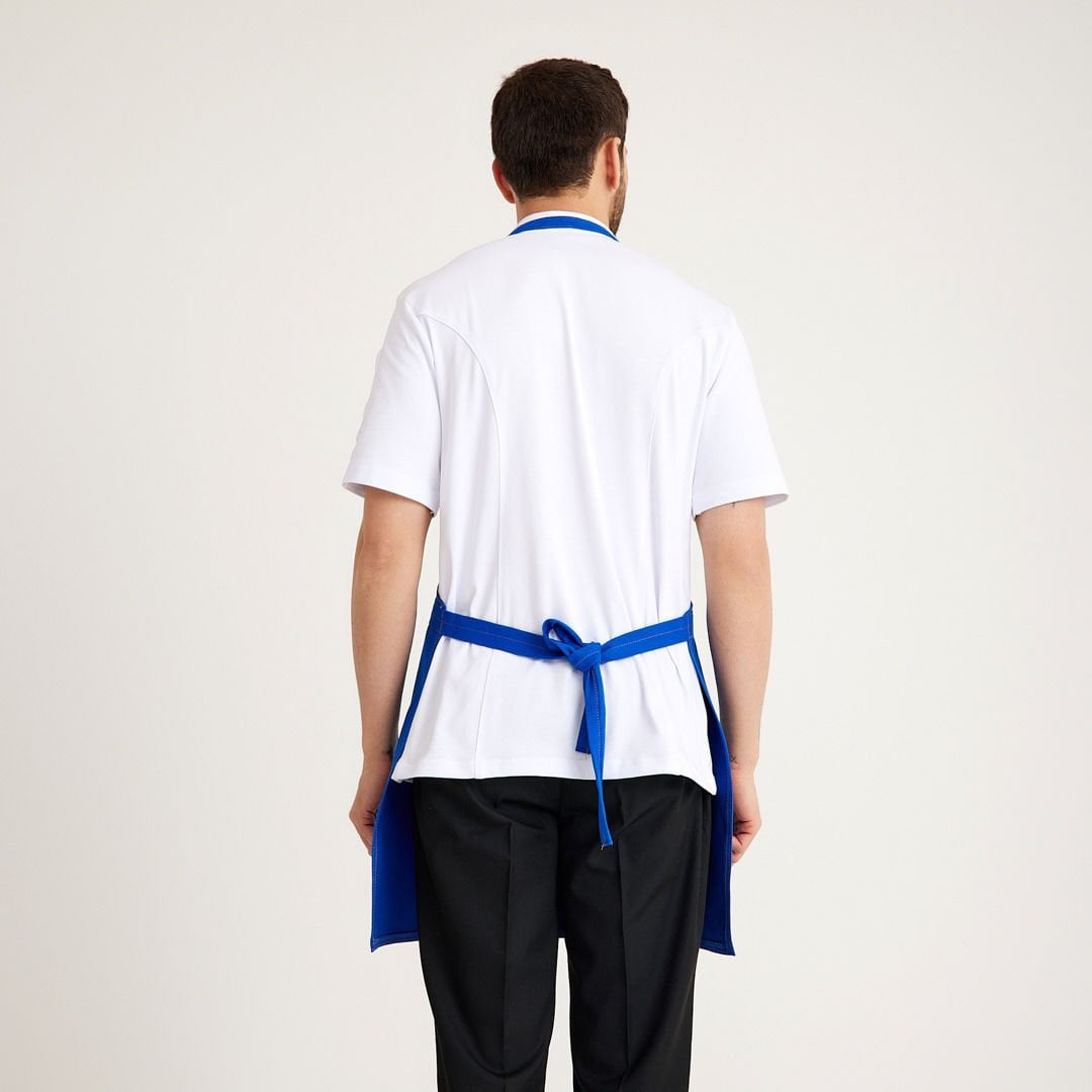 Saks Mavi Kot Askılı Cepli Önlük