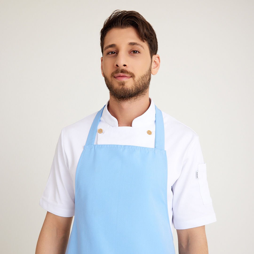 Açık Mavi Geniş Kuşak Askılı Önlük