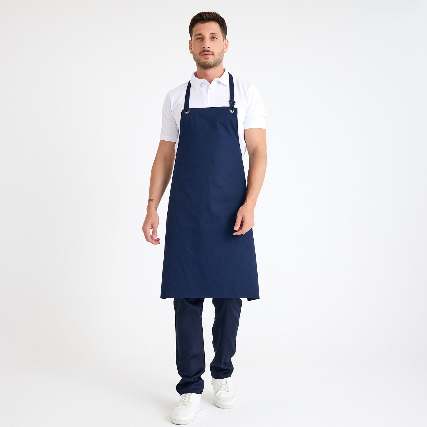 Gabardin Tokalı Askılı Önlük - Lacivert