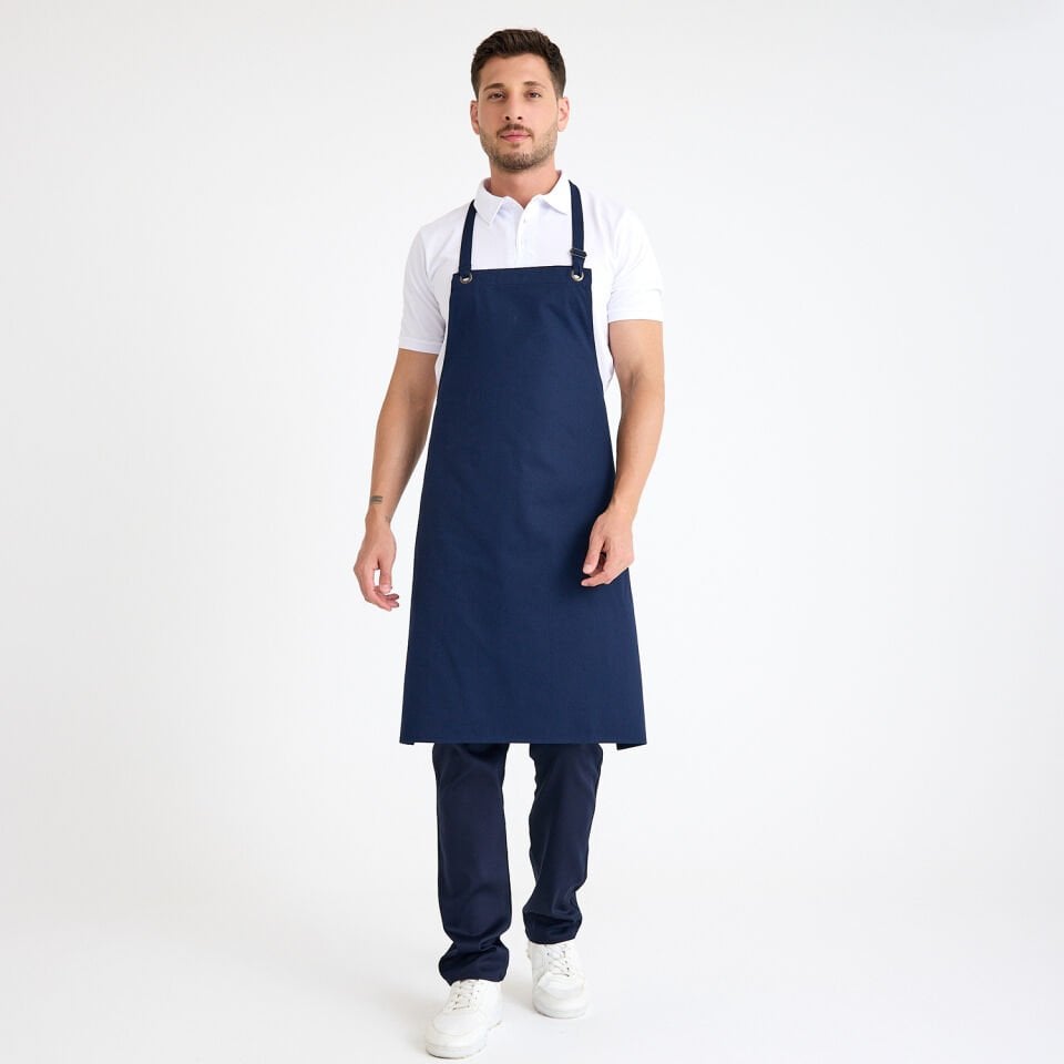 Gabardin Tokalı Askılı Önlük - Lacivert