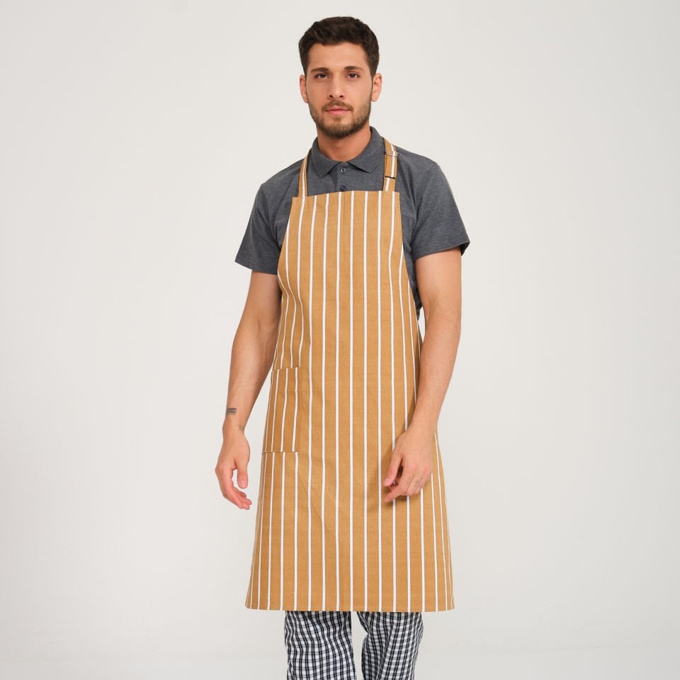 Camel Çizgili Desenli Önlük