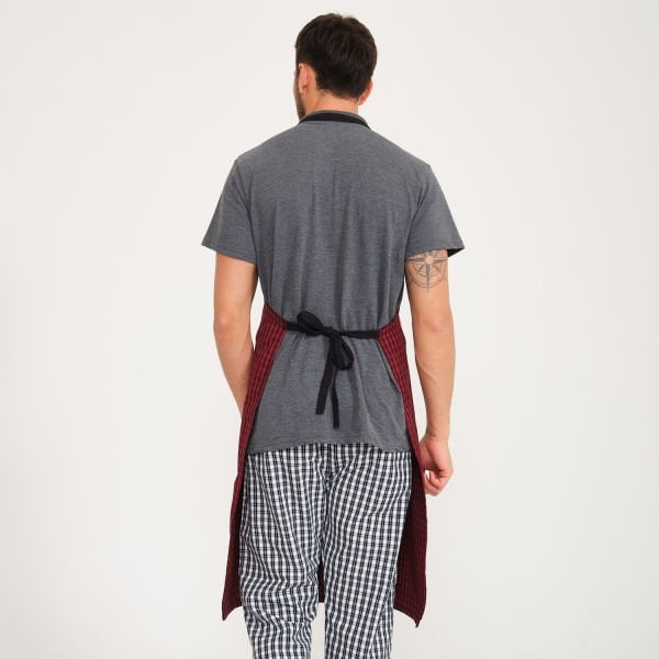 Kırmızı Ekoseli Geniş Kuşak Askılı Önlük