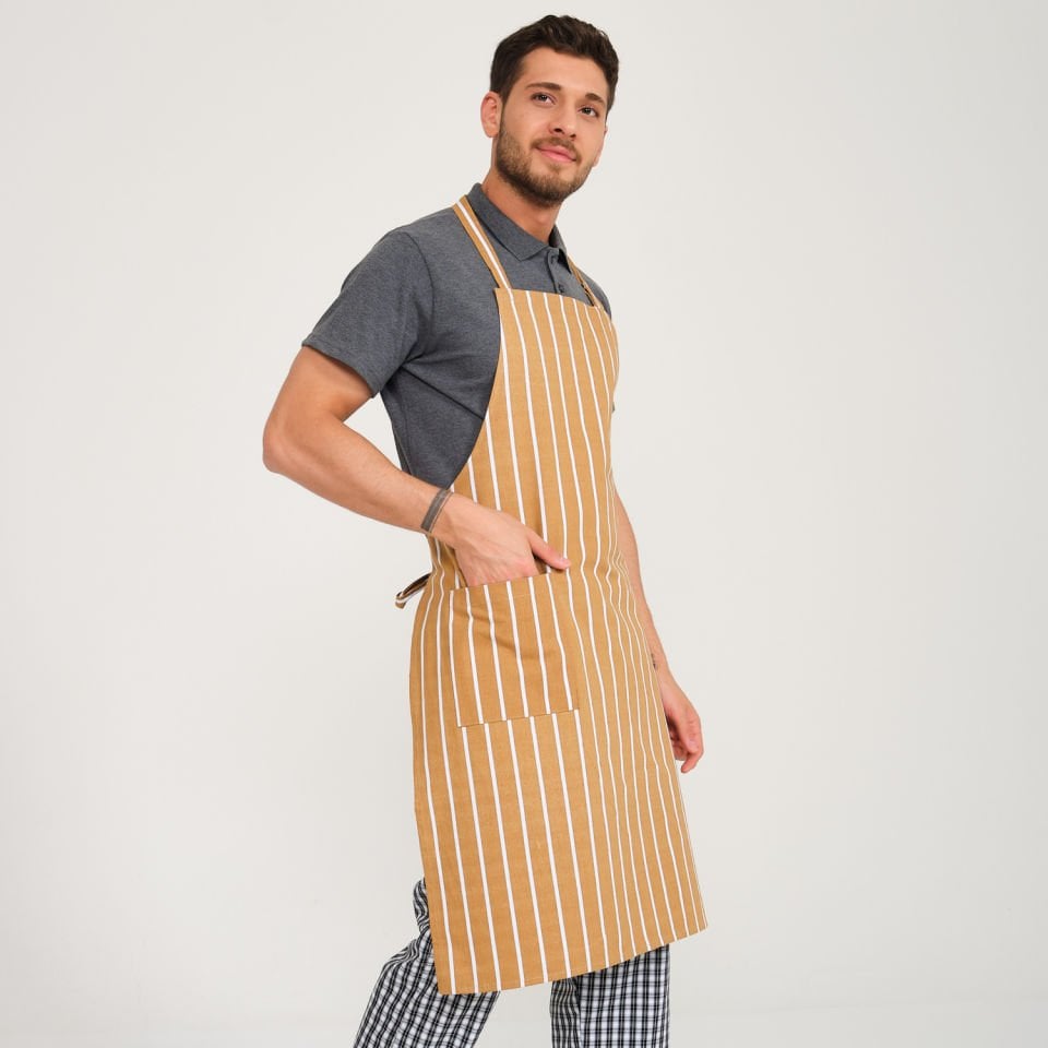 Camel Çizgili Desenli Önlük