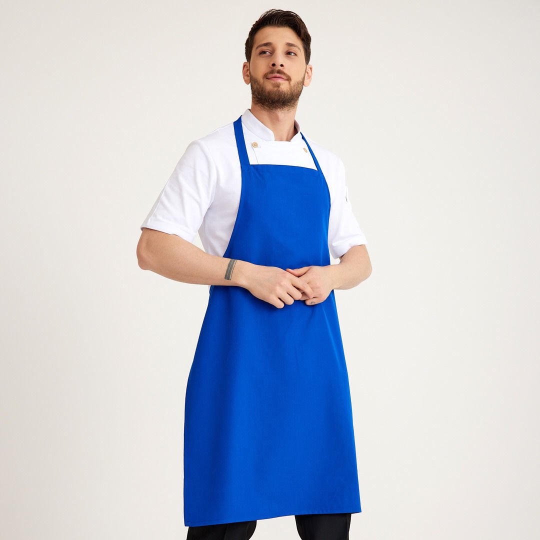 Saks Mavi Geniş Kuşak Askılı Önlük