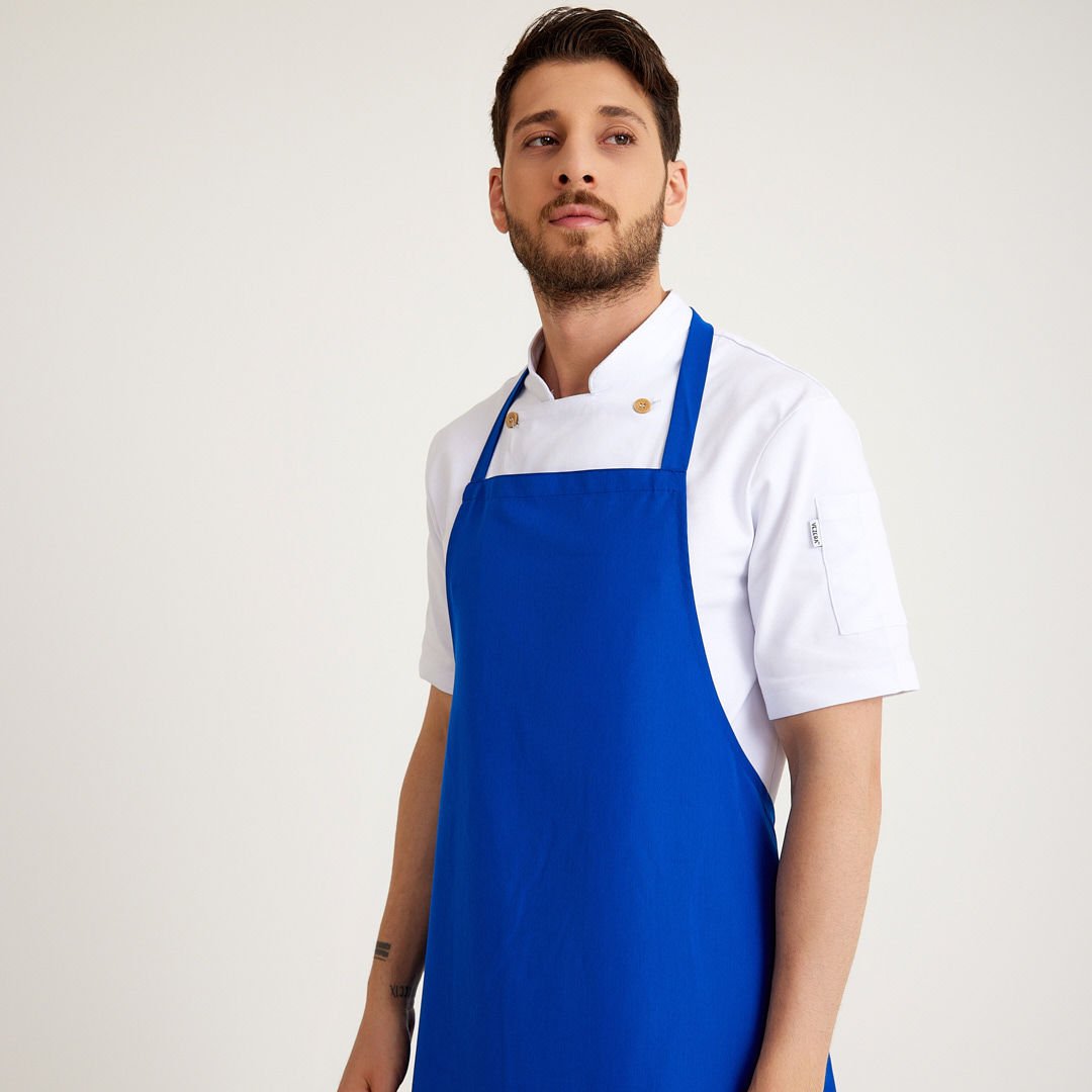 Saks Mavi Geniş Kuşak Askılı Önlük