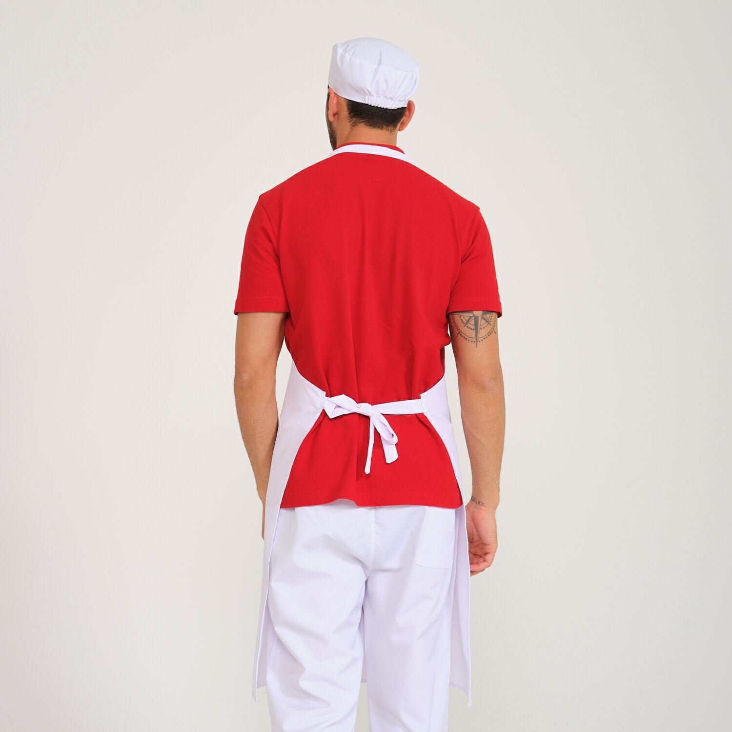 Beyaz Geniş Kuşak Askılı Önlük