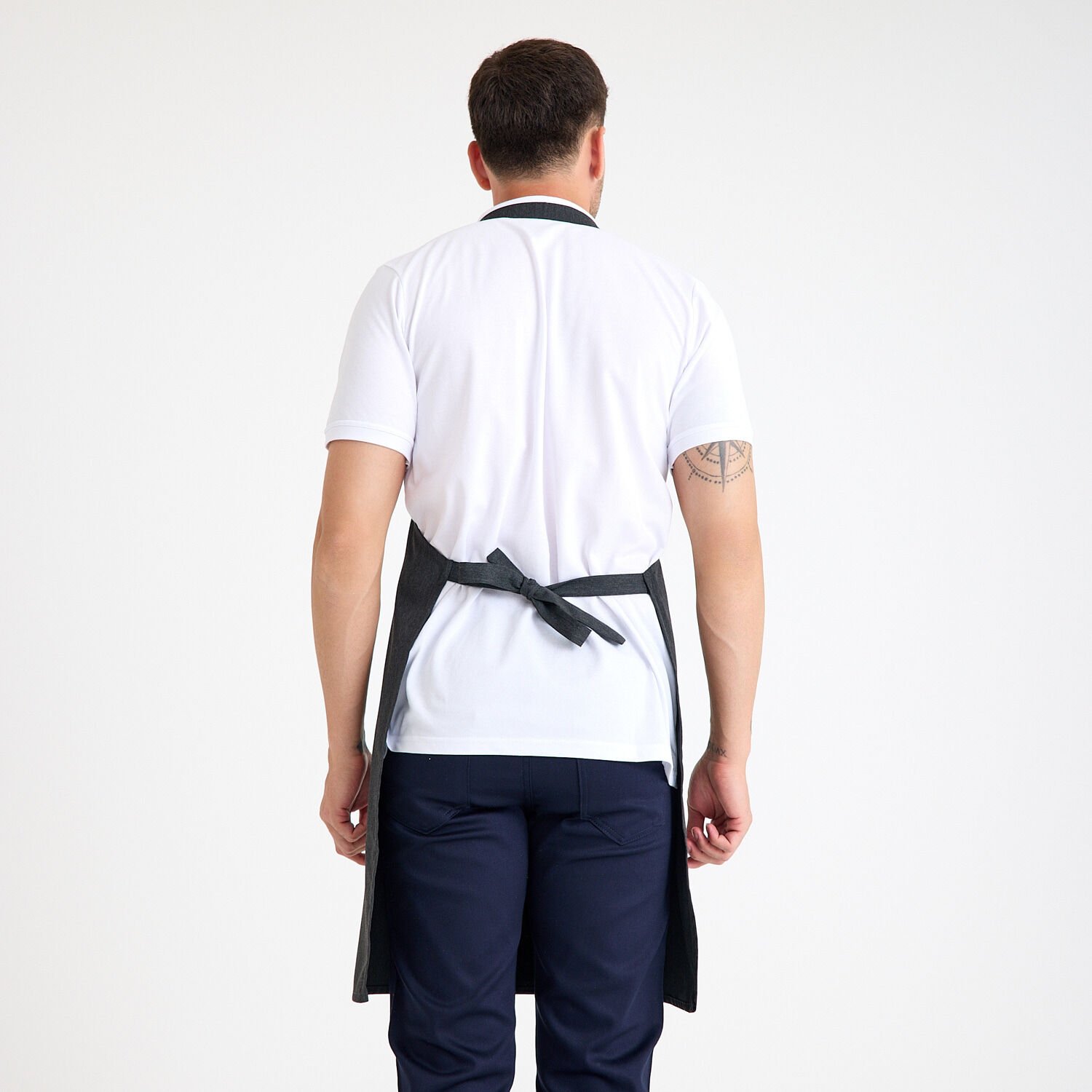 Gabardin Tokalı Askılı Önlük - Füme Tek Cep