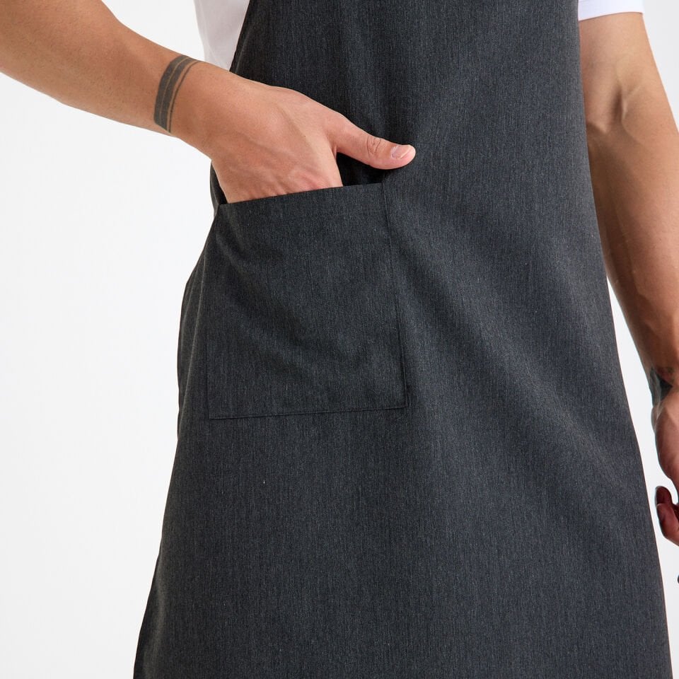 Gabardin Tokalı Askılı Önlük - Füme Tek Cep