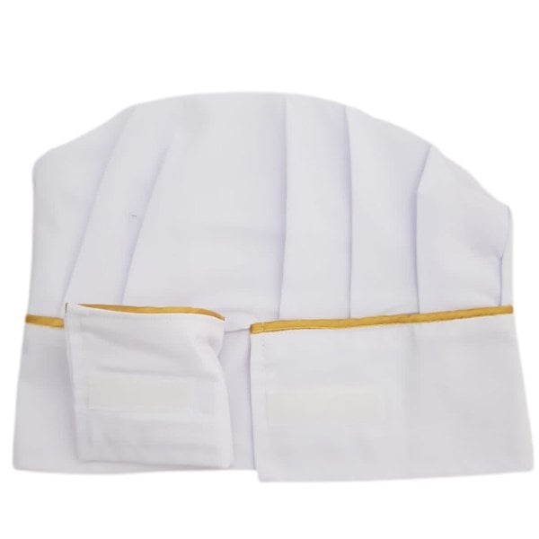 Beyaz Sarı Biyeli Mantar Aşçı Kepi