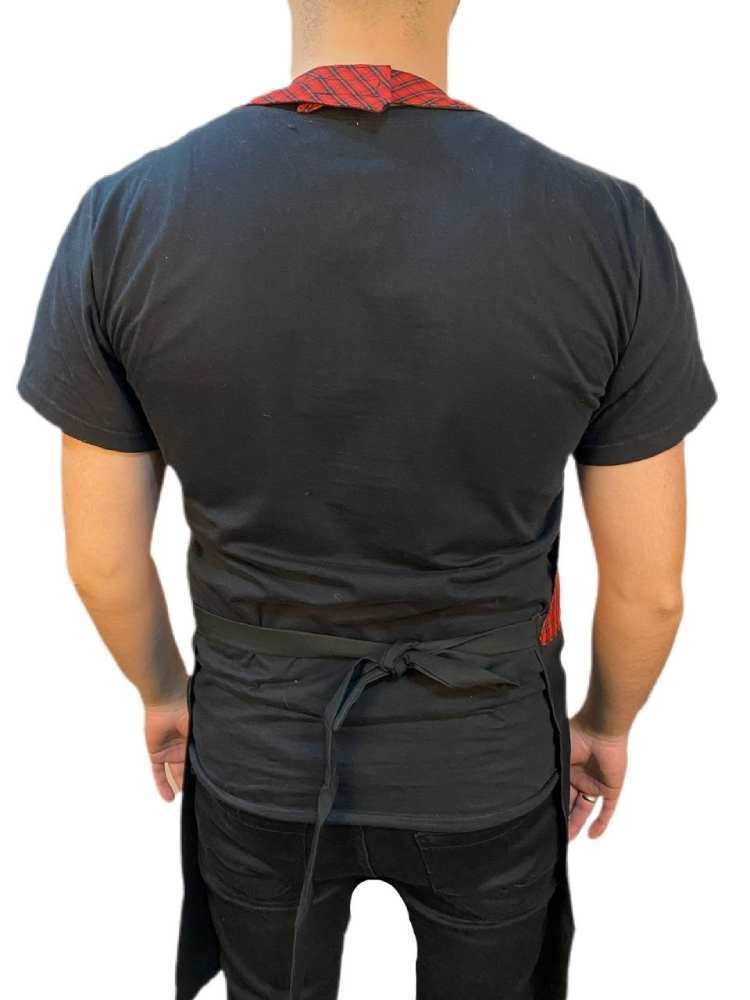 Yelekli Önlük Kırmızı Siyah Ekoseli