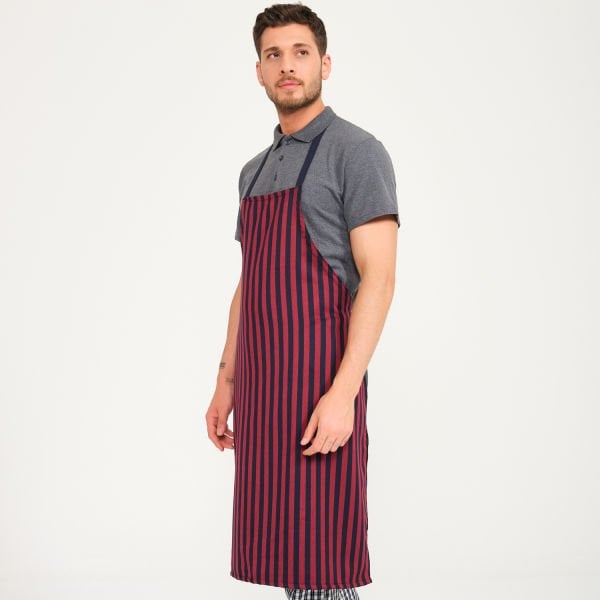 Askılı Önlük Çizgili Bordo