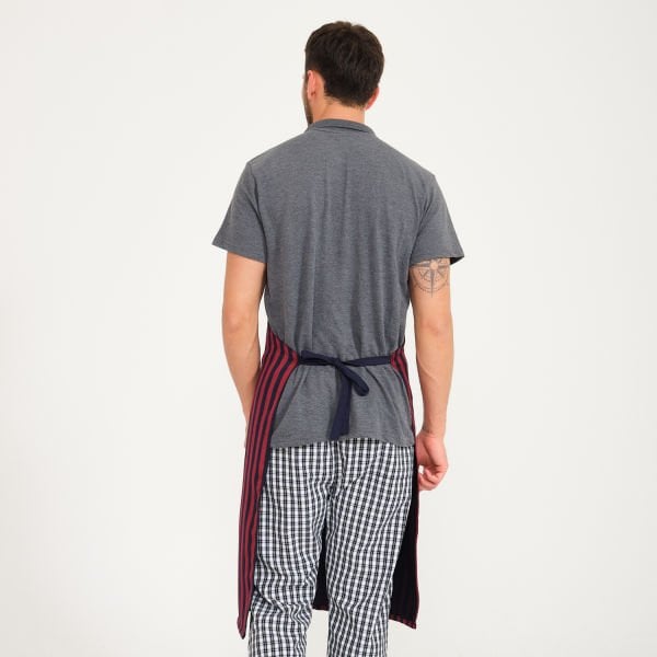 Askılı Önlük Çizgili Bordo