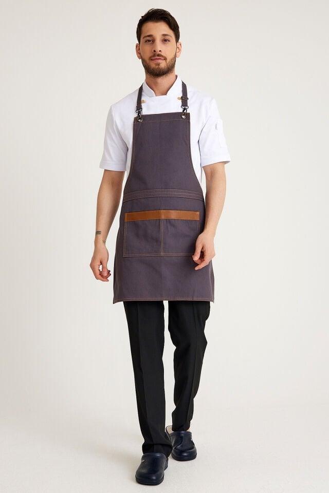 Füme Kot Askılı Cepli Önlük