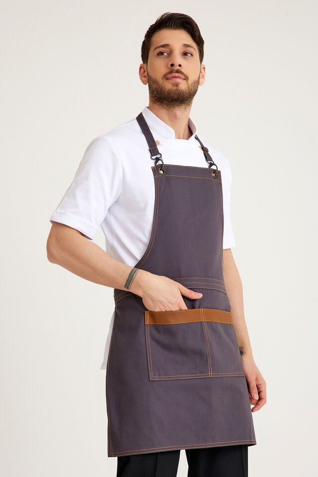 Füme Kot Askılı Cepli Önlük