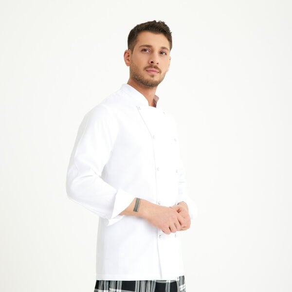 Sedef Beyaz Hakim Yaka Aşçı Ceketi