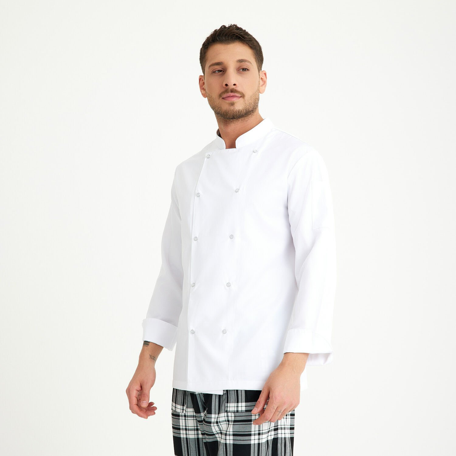 Sedef Beyaz Hakim Yaka Aşçı Ceketi