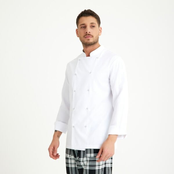 Sedef Beyaz Hakim Yaka Aşçı Ceketi