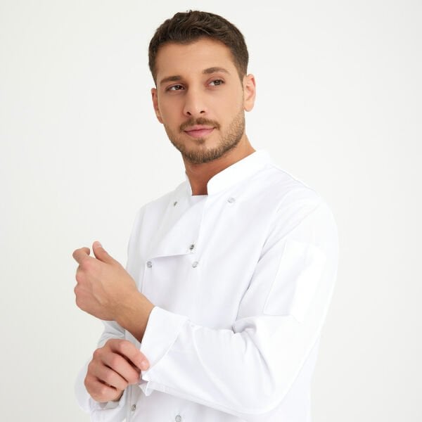 Sedef Beyaz Hakim Yaka Aşçı Ceketi