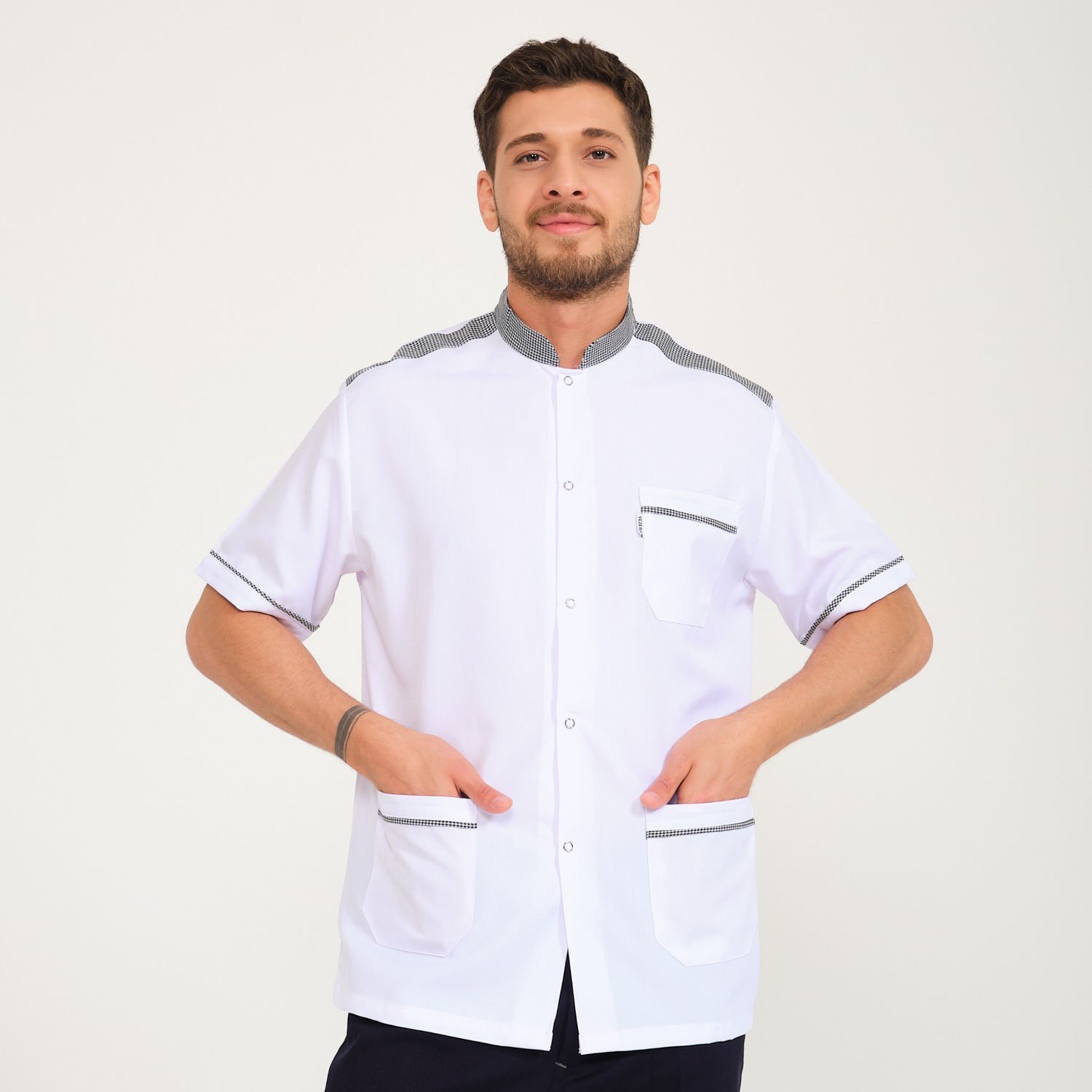Beyaz Erkek Komi Ceketi - Piyade Pull