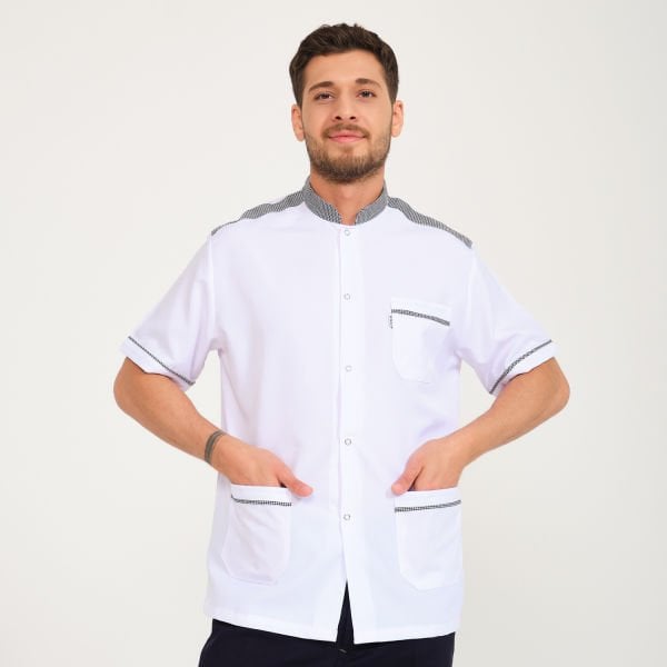 Beyaz Erkek Komi Ceketi - Piyade Pull