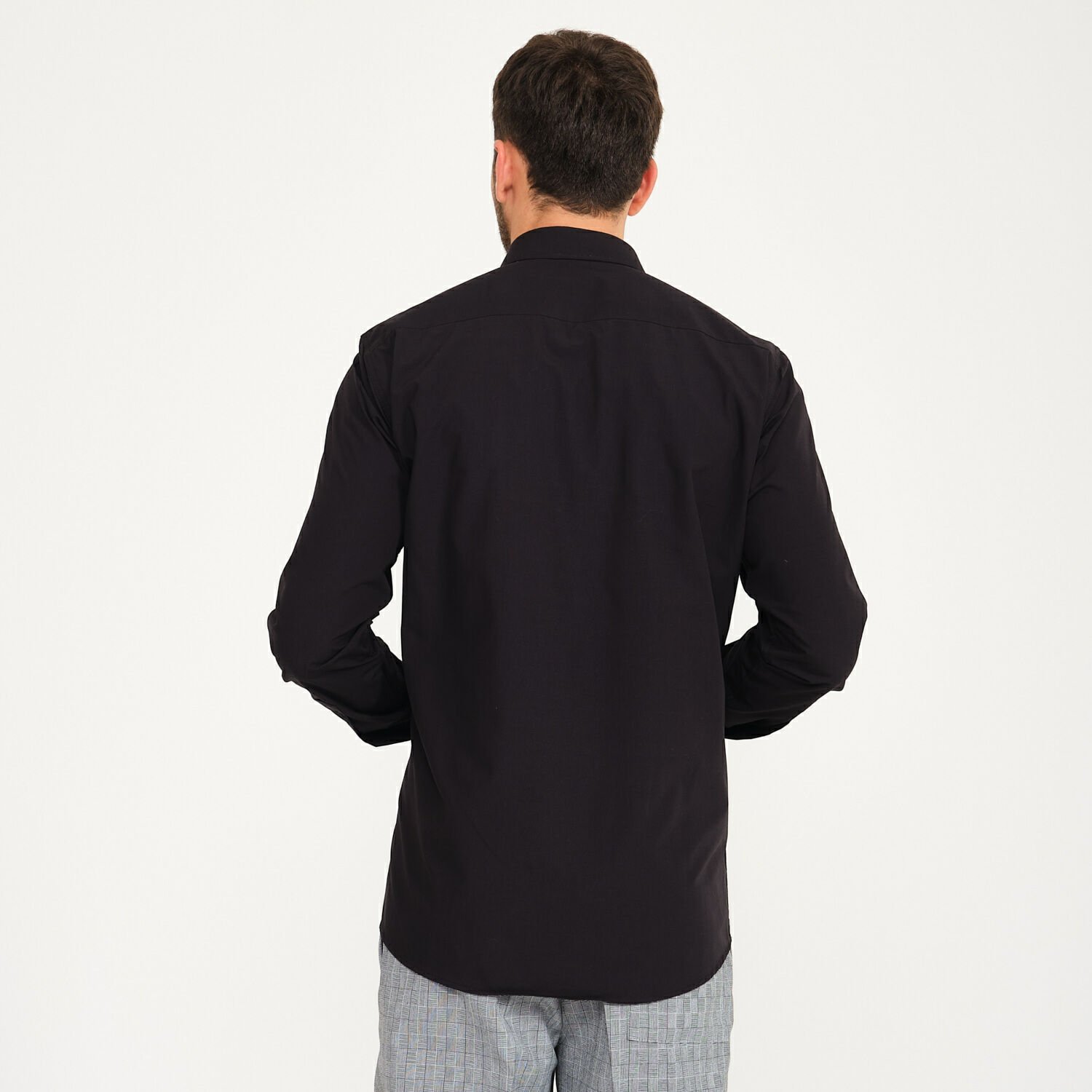 Siyah Düz Yaka Garson İş Gömleği