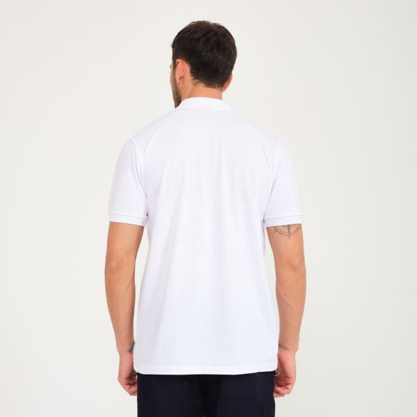 Pamuk Polyester Çift Toplama Beyaz Polo Yaka Tişört