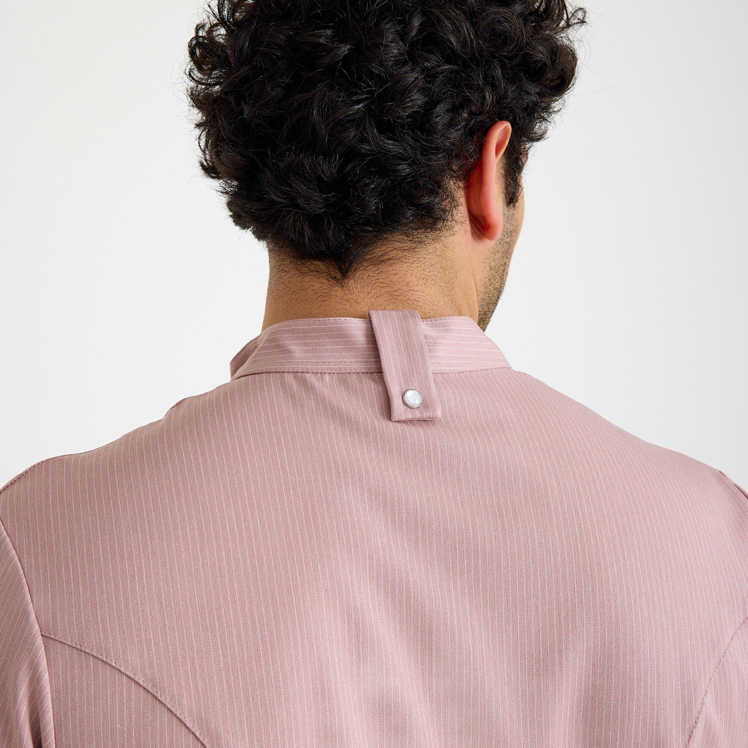 Pembe Çizgili Kısa Kol Likralı Aşçı Ceketi