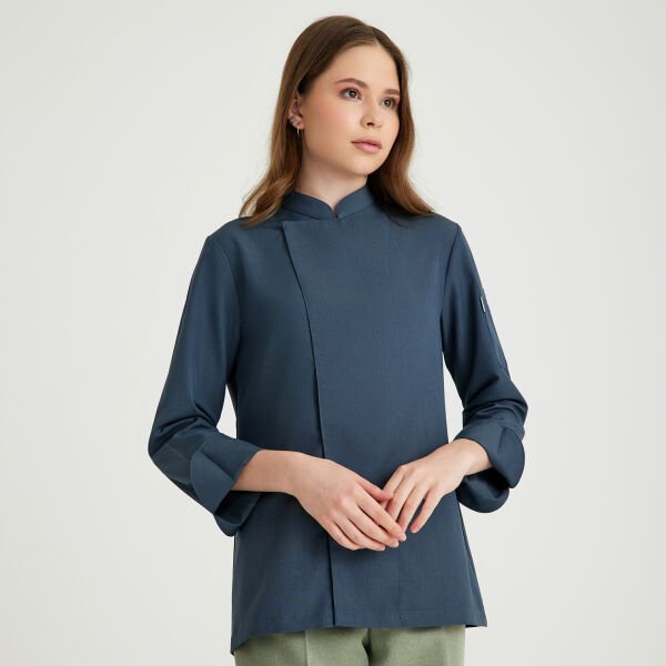 Koyu Gri Kadın Şef Aşçı Ceketi Large - .