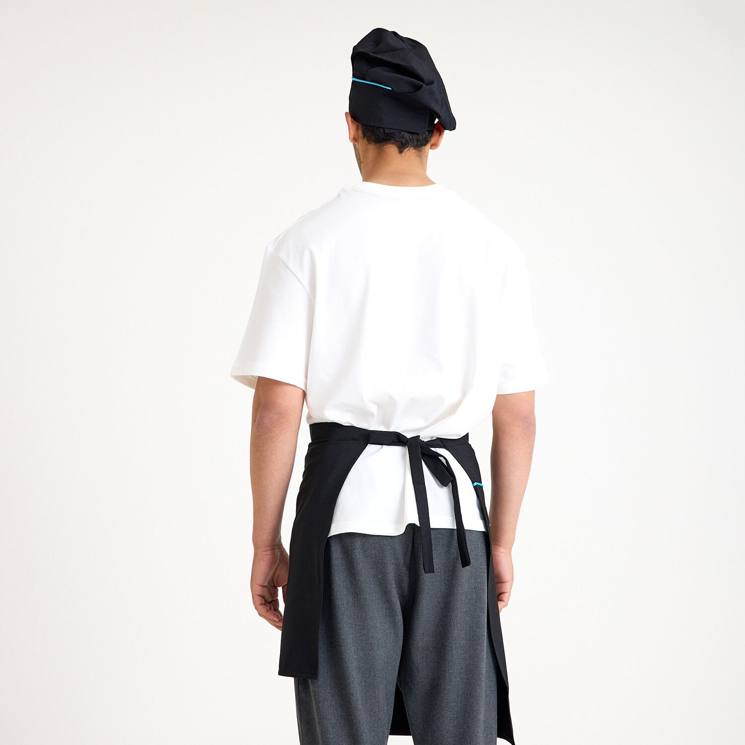 Siyah Turkuaz Ara Biyeli Cepli Yarım Önlük