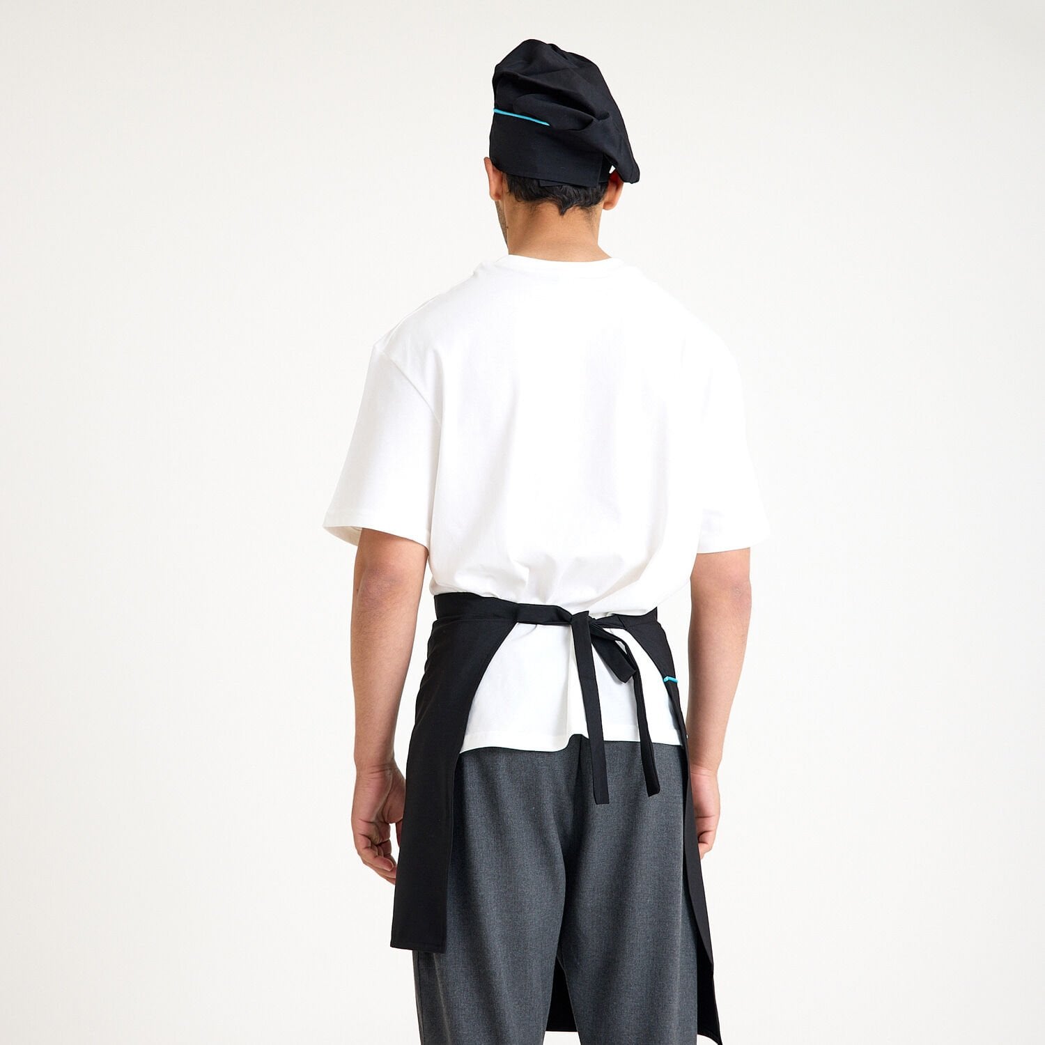 Siyah Turkuaz Ara Biyeli Cepli Yarım Önlük