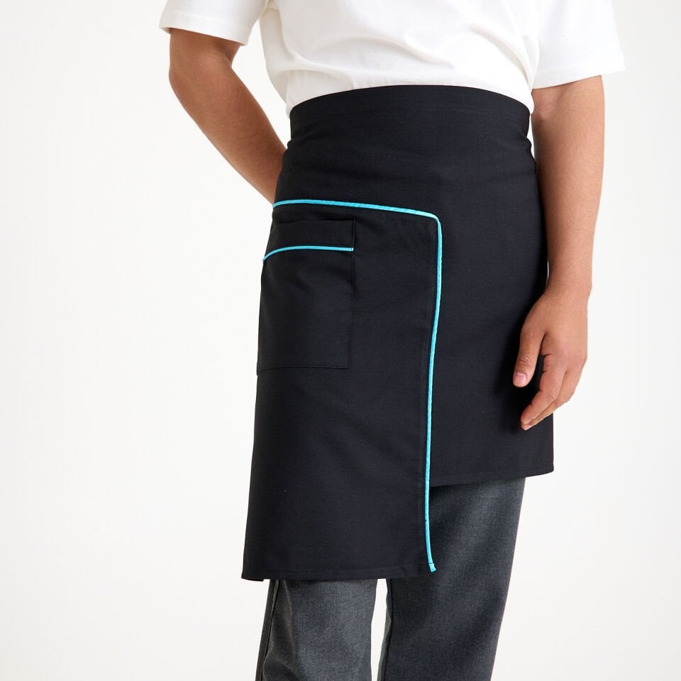 Siyah Turkuaz Ara Biyeli Cepli Yarım Önlük