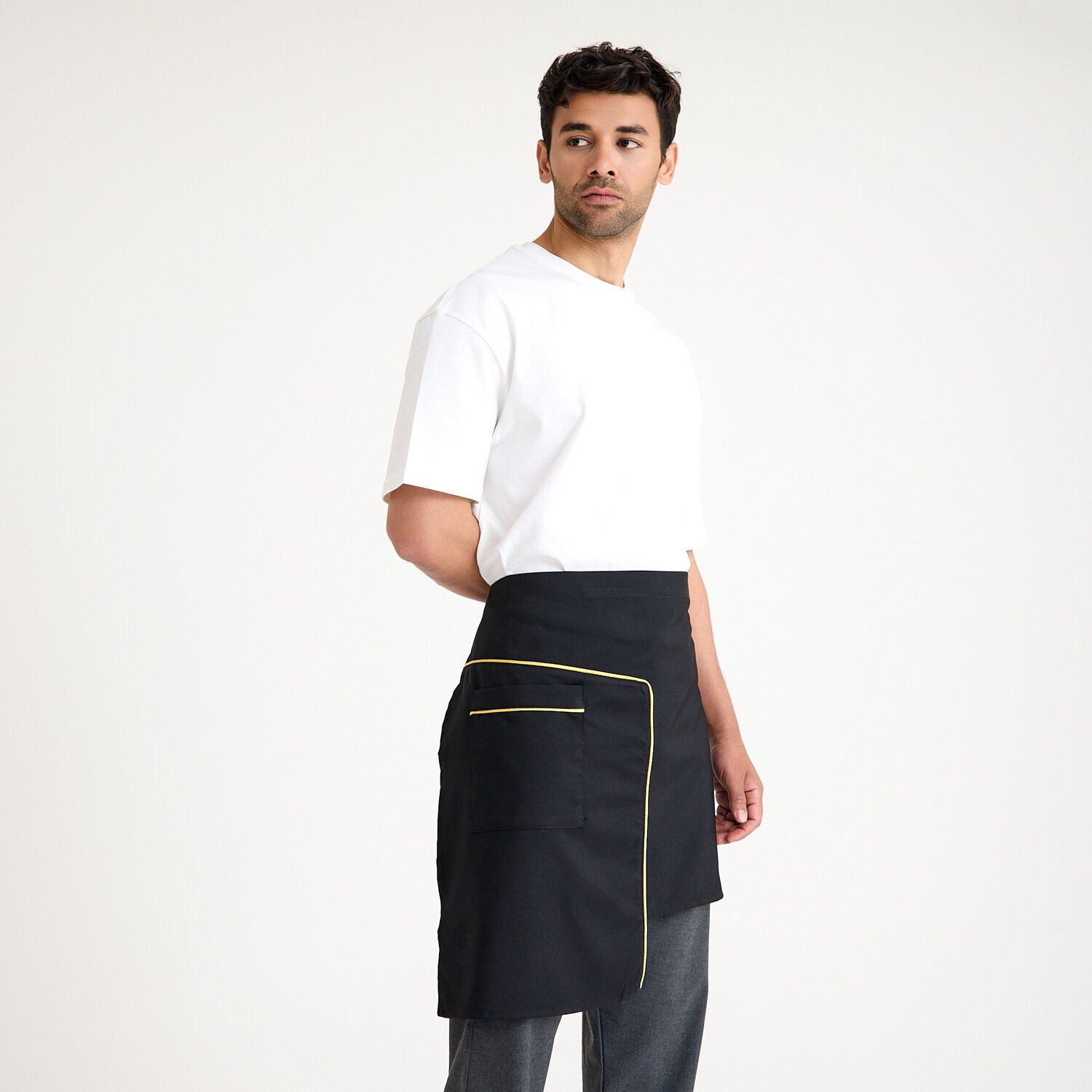 Siyah Altın Sarı Ara Biyeli Yarım Önlük