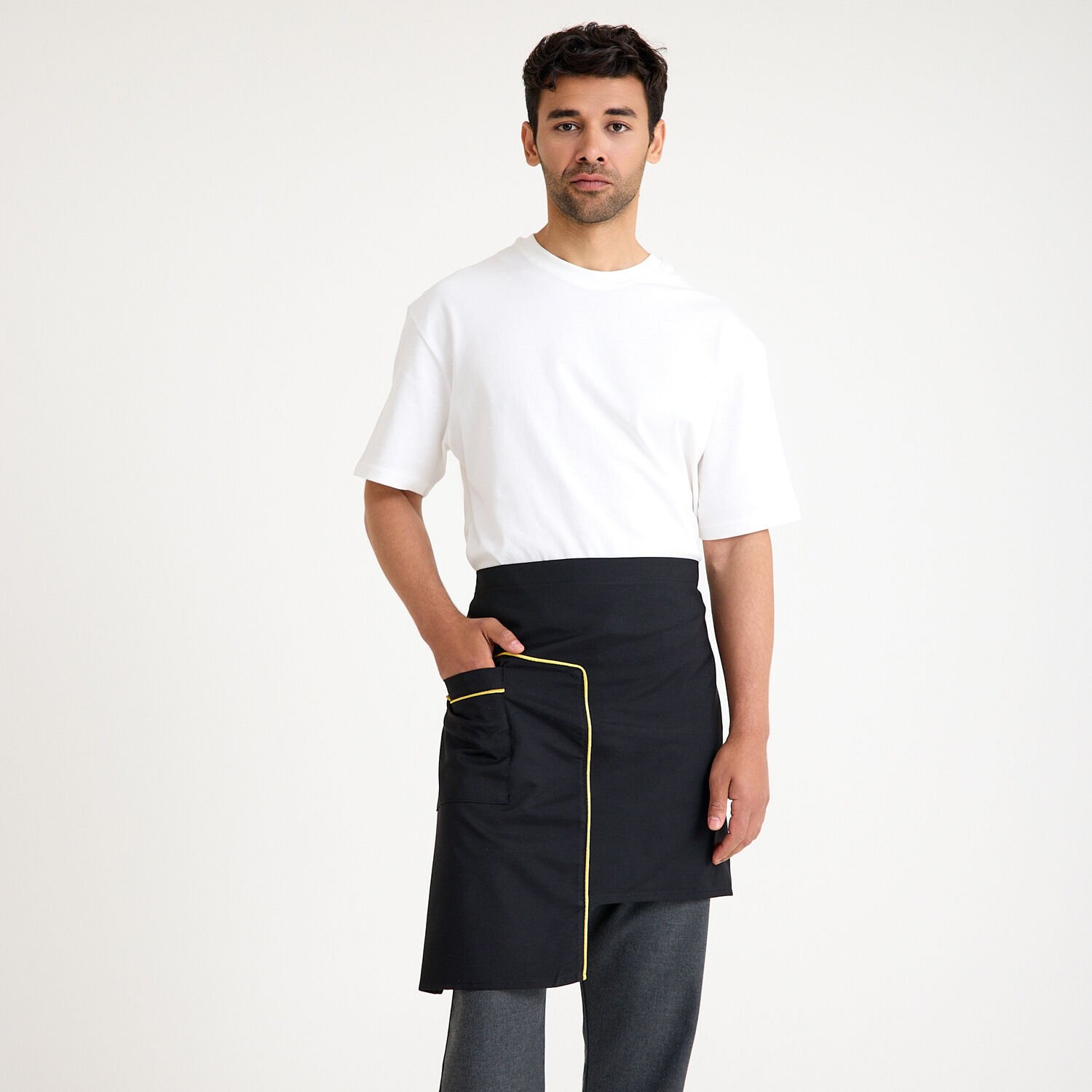 Siyah Altın Sarı Ara Biyeli Yarım Önlük