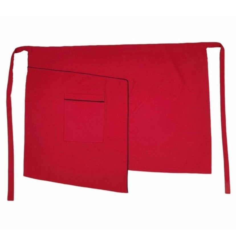 Kırmızı Siyah Ara Biyeli Cepli Yarım Önlük