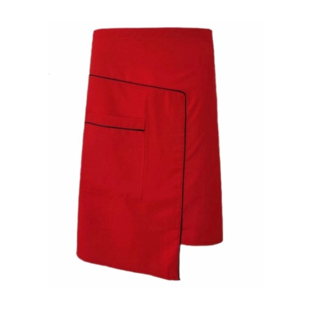 Kırmızı Siyah Ara Biyeli Cepli Yarım Önlük